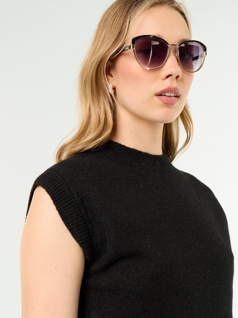 Pull sans manches en maille grosse jauge Noir - Kiabi