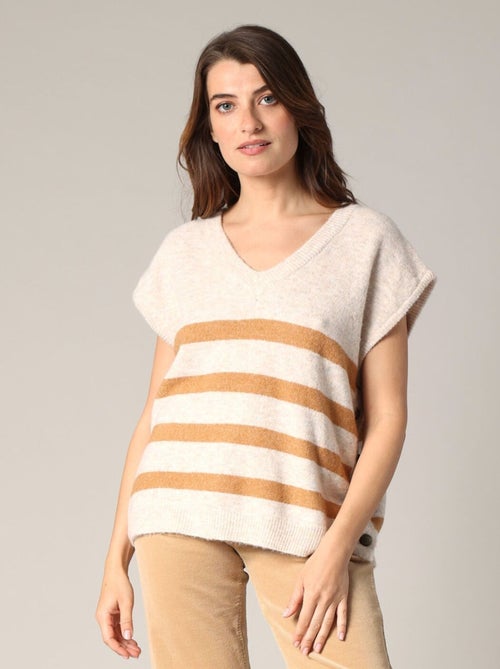 Pull sans manches en maille marinière avec boutons fantaisies
 'Deeluxe' - Kiabi