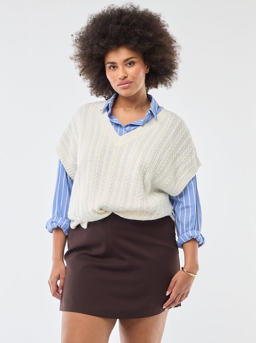 Pull sans manches en maille torsade grosse jauge - Kiabi