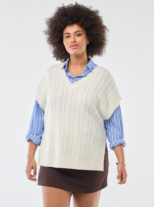 Pull sans manches en maille torsade grosse jauge - Kiabi