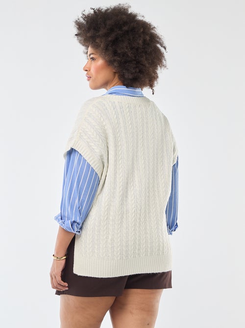 Pull sans manches en maille torsade grosse jauge - Kiabi