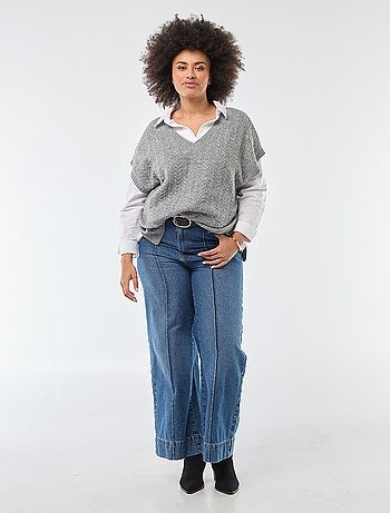 Pull sans manches en maille torsade grosse jauge