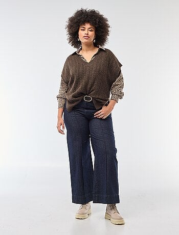 Pull sans manches en maille torsade grosse jauge