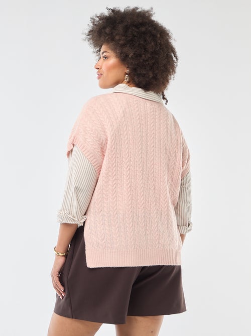 Pull sans manches en maille torsade grosse jauge - Kiabi