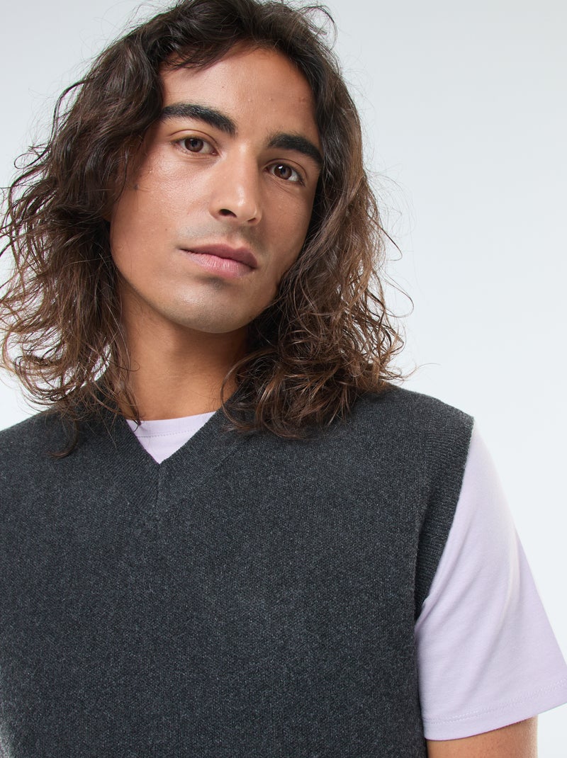 Tricot Gilet Sans Manche Gris Pull Sans Manches En Maille Tricot à