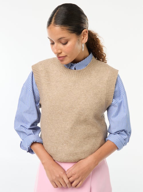 Pull sans manches en maille tricot - Kiabi