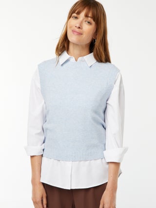 Pull sans manches en maille tricot