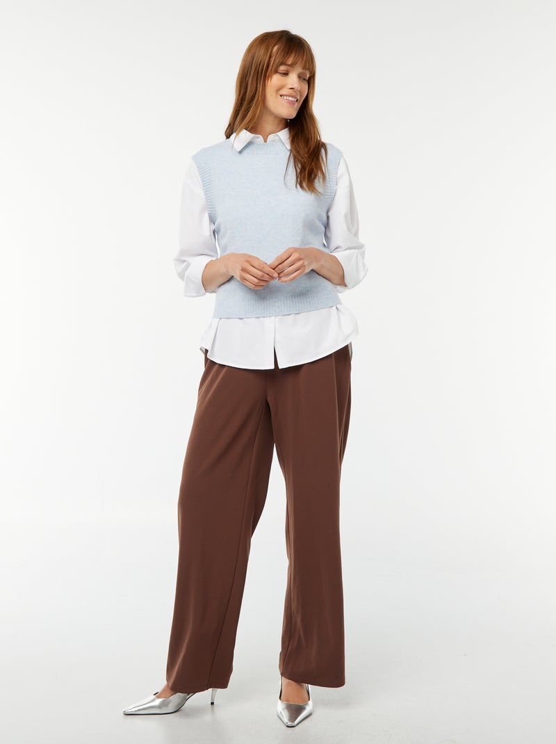 Pull sans manches en maille tricot Bleu - Kiabi