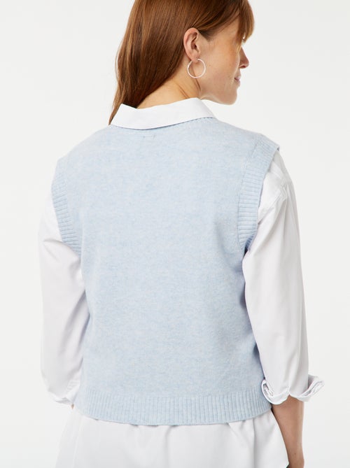 Pull sans manches en maille tricot - Kiabi