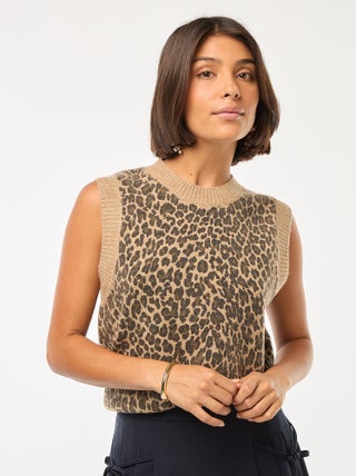 Pull sans manches en maille tricot