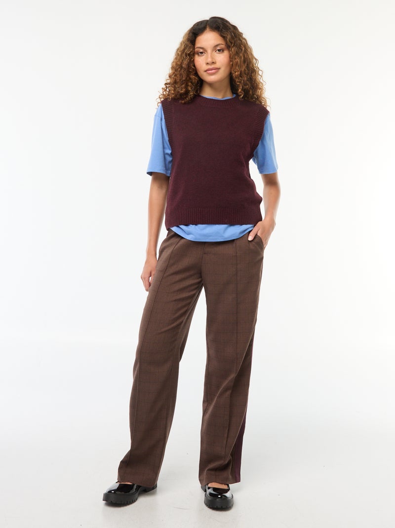 Pull sans manches en maille tricot Rouge - Kiabi