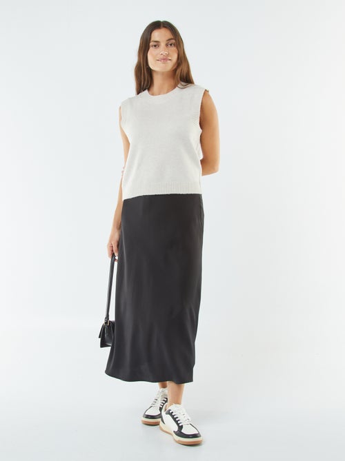 Pull sans manches en maille tricot - Kiabi