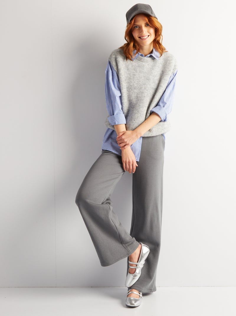 Pull sans manches en mohair et laine mélangé Gris - Kiabi