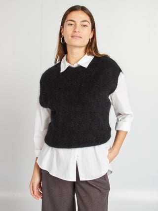 Pull sans manches en mohair et laine mélangé