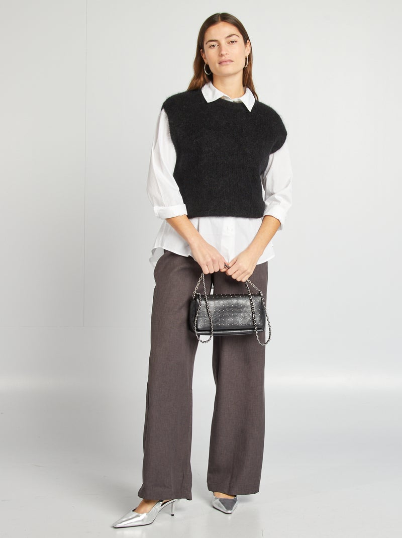 Pull sans manches en mohair et laine mélangé noir - Kiabi