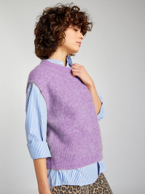 Pull sans manches en mohair et laine mélangé - Kiabi