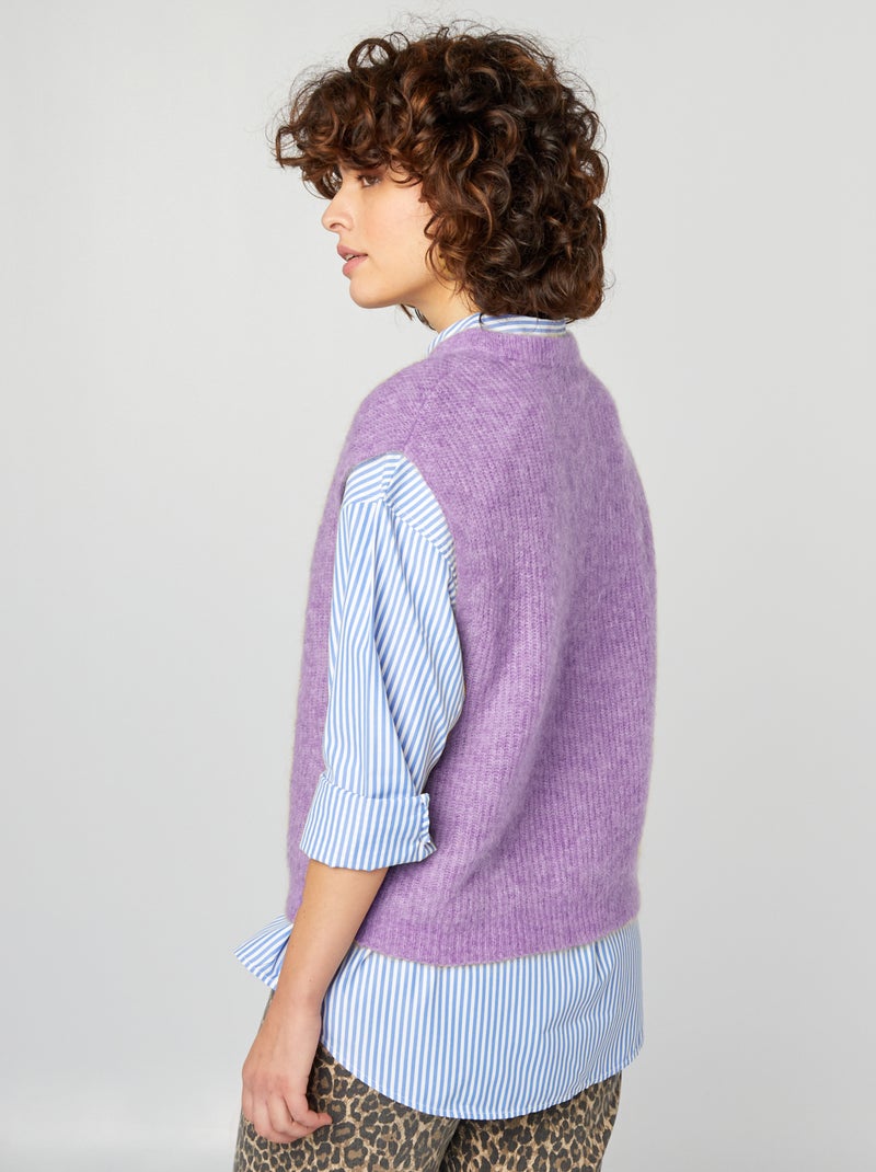 Pull sans manches en mohair et laine mélangé Violet - Kiabi