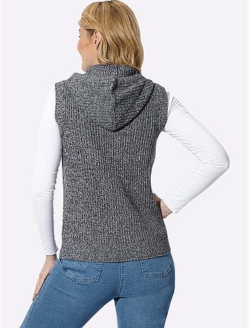 Pull sans manches en tricot à capuche - taille standard - moda vilona