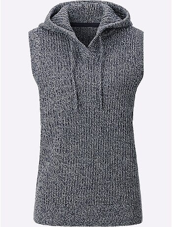 Pull sans manches en tricot à capuche - taille standard - moda vilona