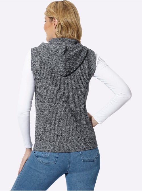 Pull sans manches en tricot à capuche - taille standard - moda vilona - Kiabi Pull sans manches en tricot à capuche - taille standard - moda vilona - Kiabi