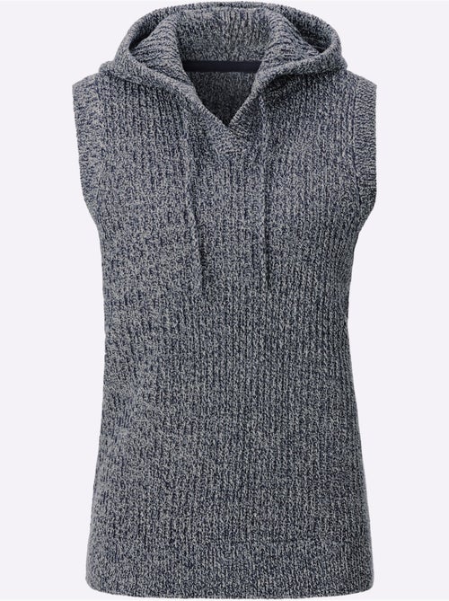 Pull sans manches en tricot à capuche - taille standard - moda vilona - Kiabi Pull sans manches en tricot à capuche - taille standard - moda vilona - Kiabi