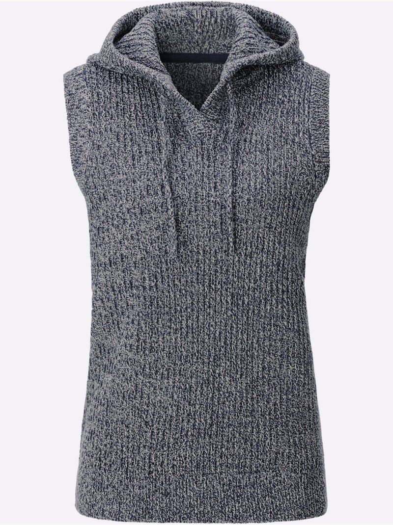 Pull sans manches en tricot à capuche - taille standard - moda vilona Noir Bleu marine Blanc - Kiabi