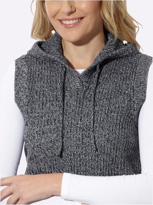 Pull sans manches en tricot à capuche - taille standard - moda vilona - Kiabi Pull sans manches en tricot à capuche - taille standard - moda vilona - Kiabi