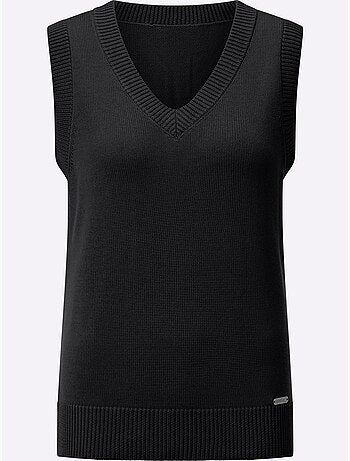 Pull sans manches en tricot avec col v et finitions côtelées - taille standard - witt