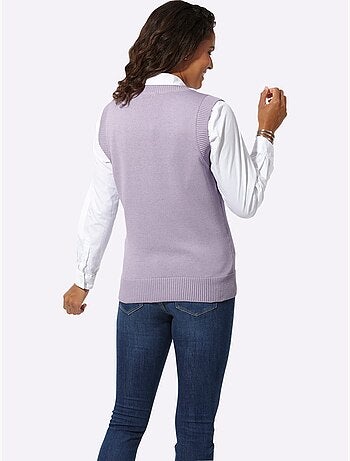 Pull sans manches en tricot avec col v et finitions côtelées - taille standard - witt