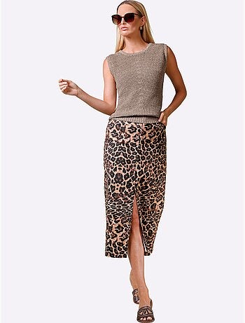 Pull sans manches en tricot fil brillant couleur or - taille standard - helline