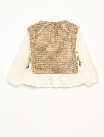 Pull sans manches et blouse 2 en 1