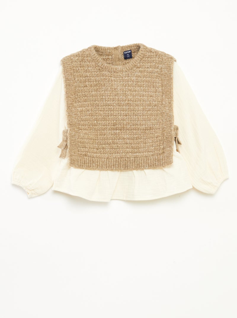 Pull sans manches et blouse en Beige Bébé fille