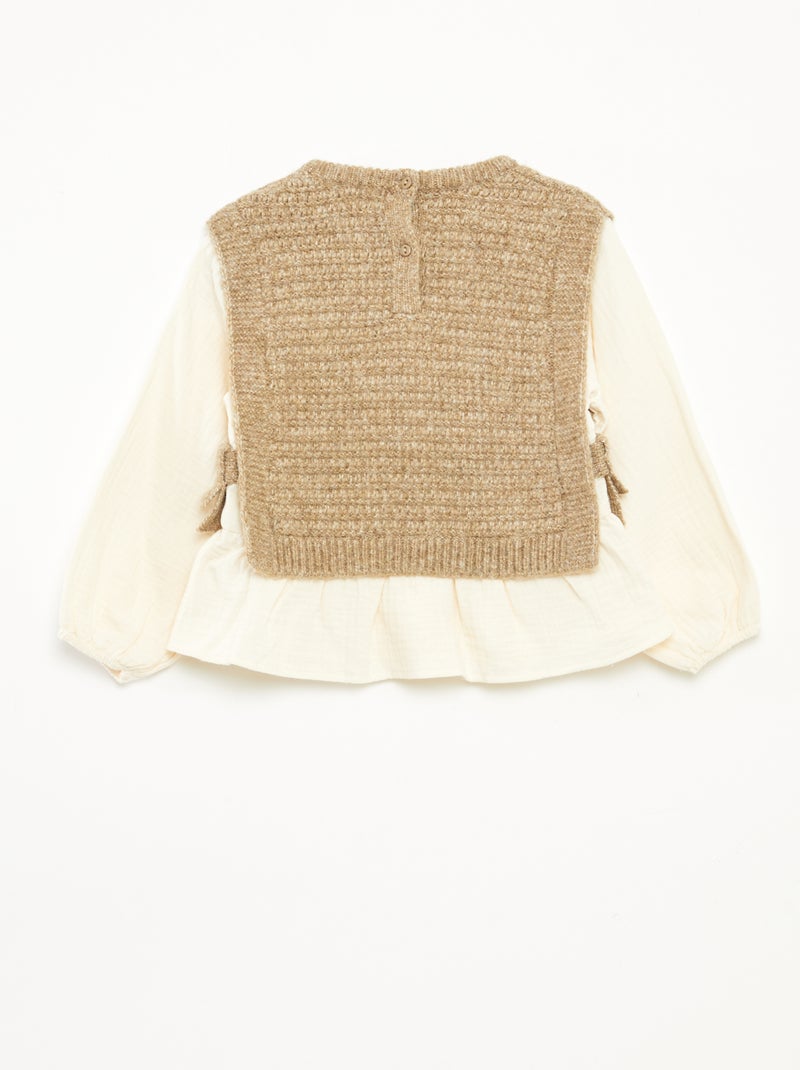 Pull sans manches et blouse 2 en 1 Beige - Kiabi