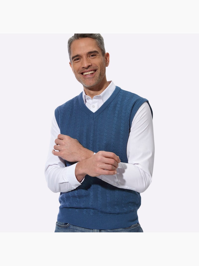 Pull sans manches fabriqué à partir de matériaux recyclés - taille standard - moda vilona Bleu jean - Kiabi