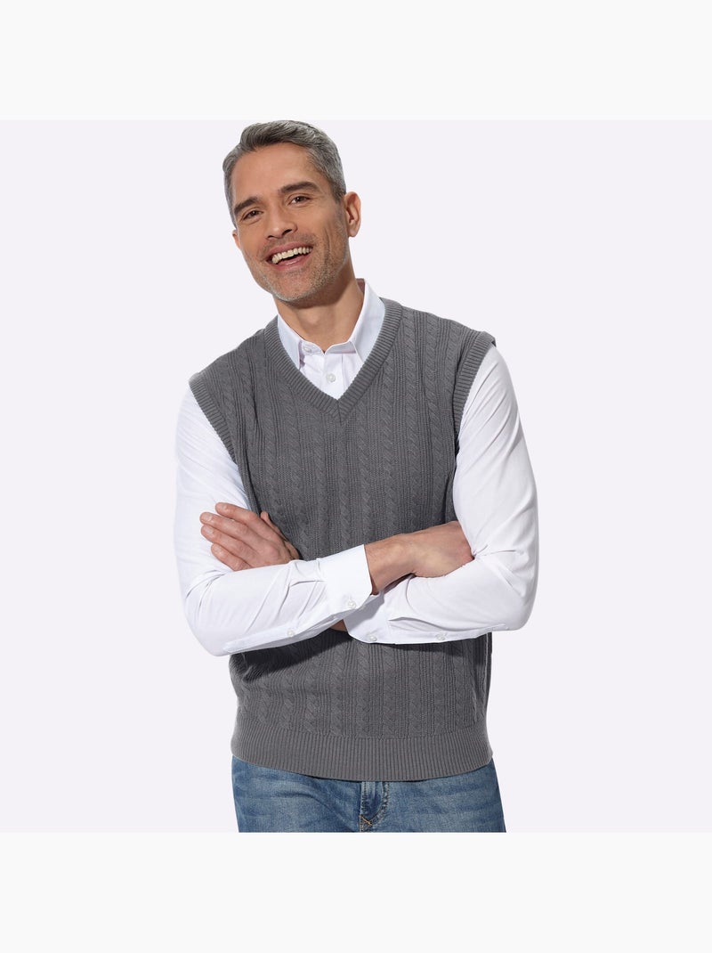 Pull sans manches fabriqué à partir de matériaux recyclés - taille standard - moda vilona gris anthracite - Kiabi