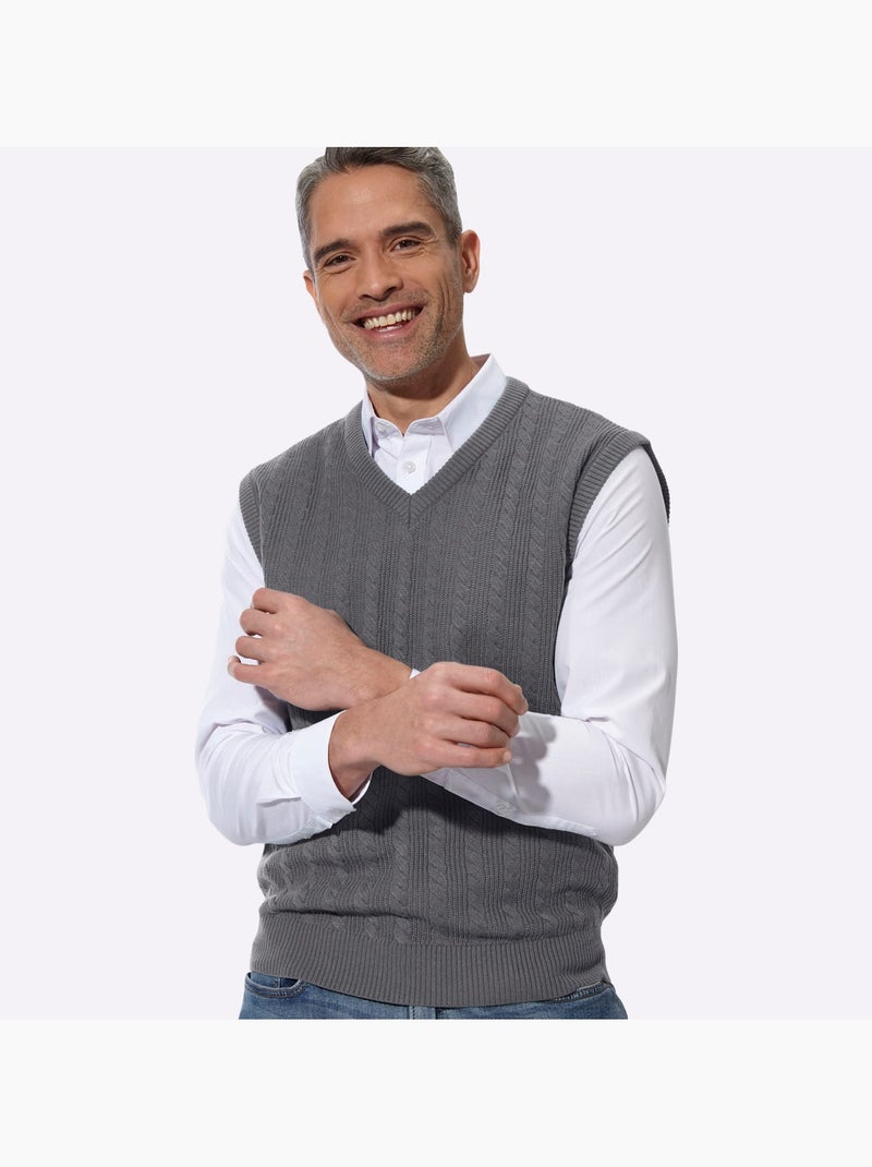 Pull sans manches fabriqué à partir de matériaux recyclés - taille standard - moda vilona gris anthracite - Kiabi