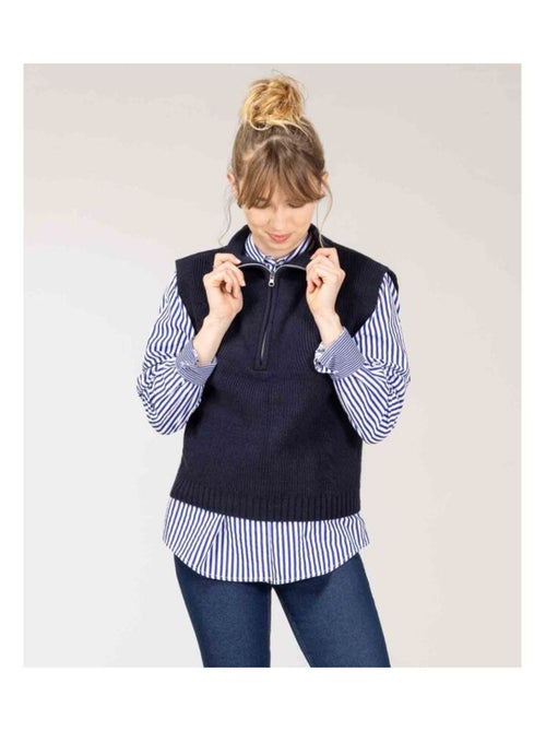 Pull sans manches Femme bleu marine - Kiabi