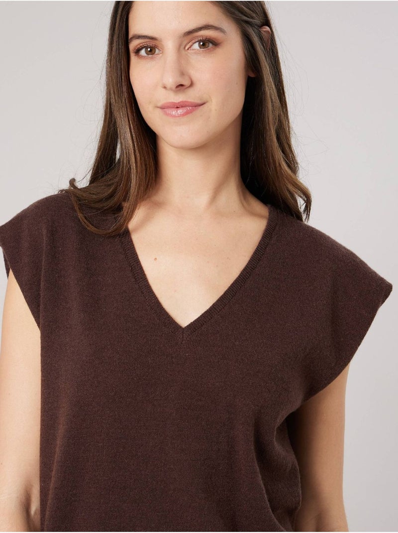 Pull sans manches femme 'deeluxe' Marron - Kiabi