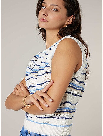 Pull sans manches femme en maille fantaisie 'Deeluxe'