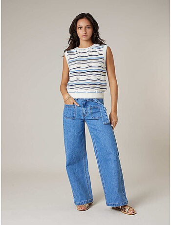 Pull sans manches femme en maille fantaisie 'Deeluxe'