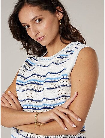 Pull sans manches femme en maille fantaisie 'Deeluxe'