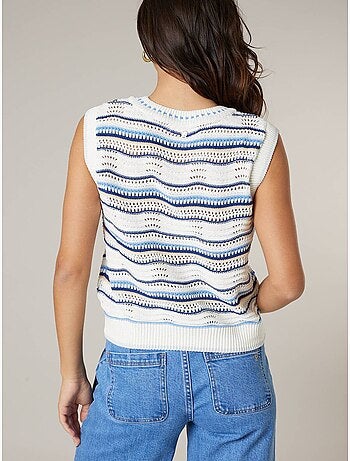 Pull sans manches femme en maille fantaisie 'Deeluxe'