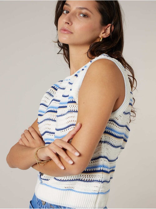 Pull sans manches femme en maille fantaisie 'Deeluxe' - Kiabi