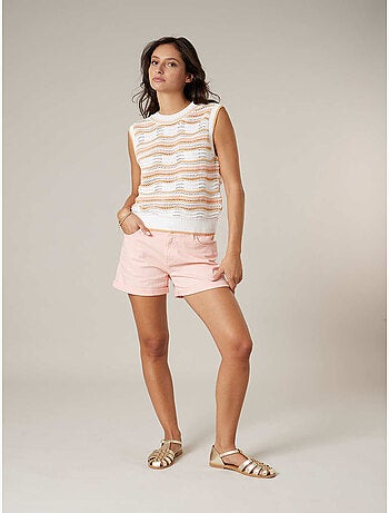 Pull sans manches femme en maille fantaisie 'Deeluxe'