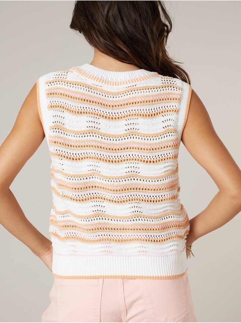 Pull sans manches femme en maille fantaisie 'Deeluxe' Orange mandarine - Kiabi