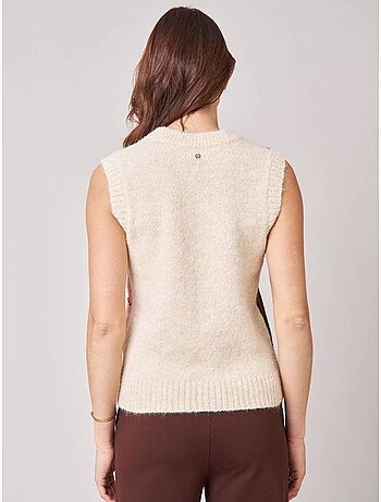 Pull sans manches femme motif losanges 'Deeluxe'