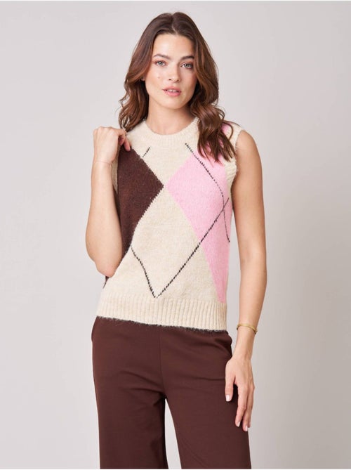 Pull sans manches femme motif losanges 'Deeluxe' - Kiabi Pull sans manches femme motif losanges 'Deeluxe' - Kiabi
