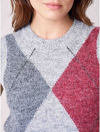 Pull sans manches femme motif losanges 'Deeluxe'