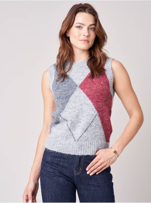 Pull sans manches femme motif losanges 'Deeluxe' - Kiabi Pull sans manches femme motif losanges 'Deeluxe' - Kiabi