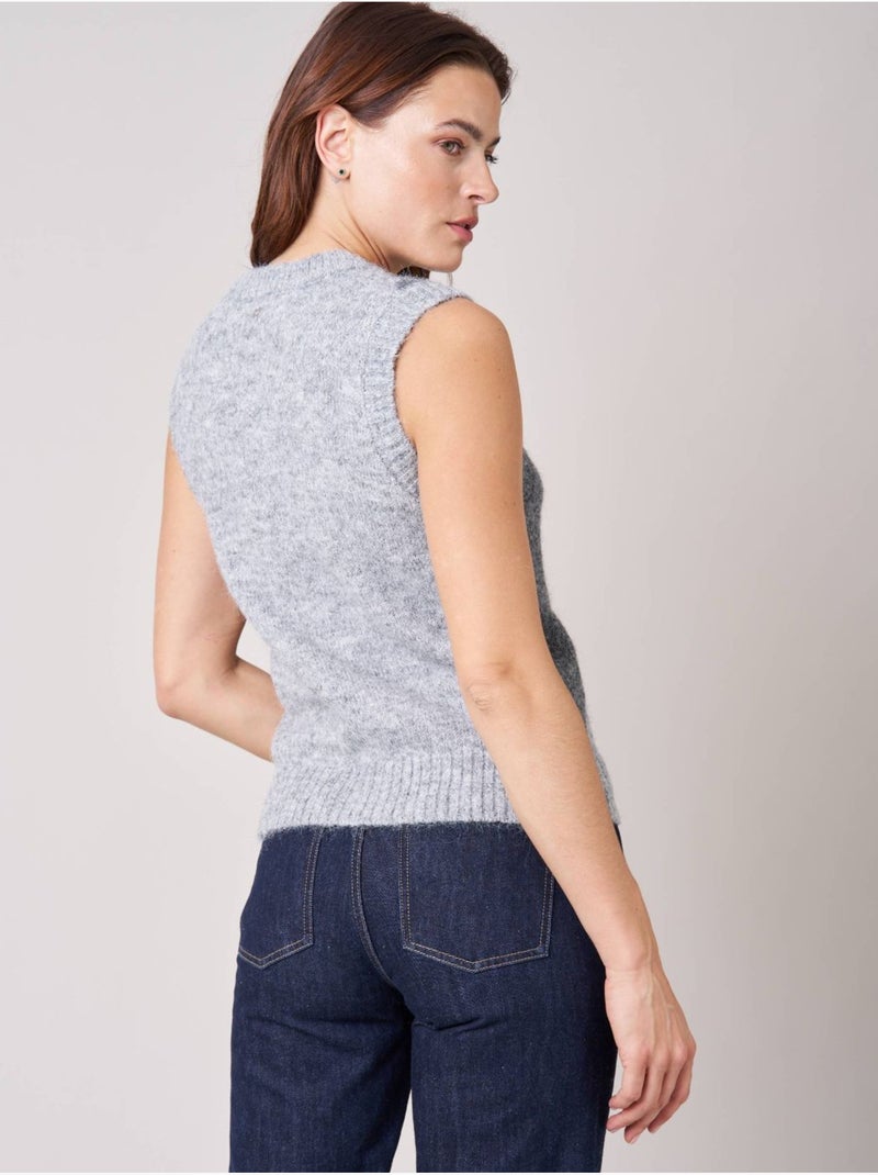 Pull sans manches femme motif losanges 'Deeluxe' Gris clair - Kiabi